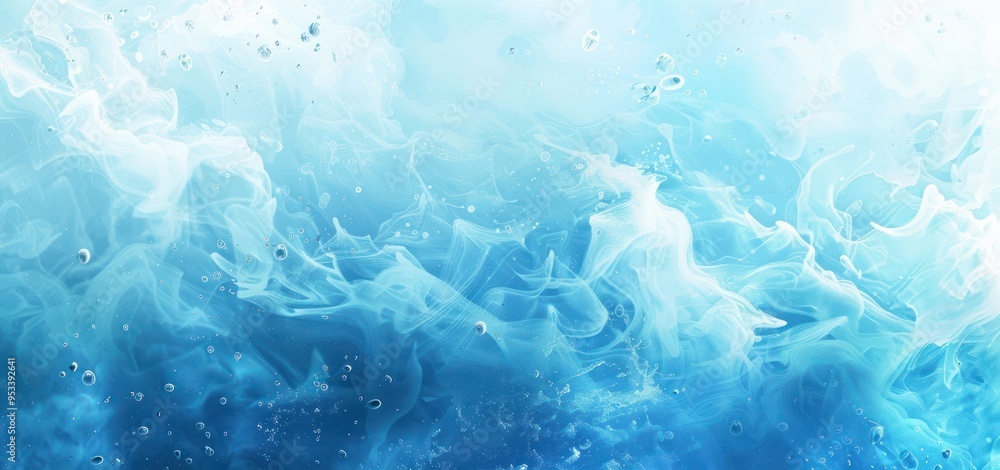 Canvas Prints Abstract Blue and White Swirling Water with Bubbles