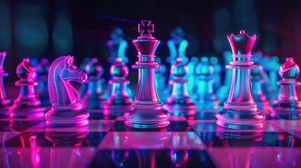 A collection of chess pieces arranged on a board