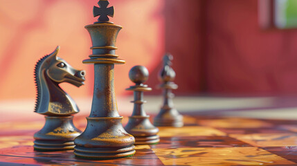 Chess game with vintage color background. 