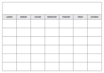 Blank Calendar Template. Vector Design on White Background