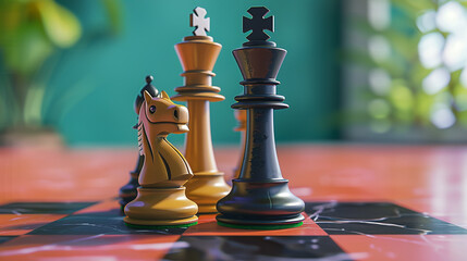 Chess game with vintage color background. Strategy and tactic concept 