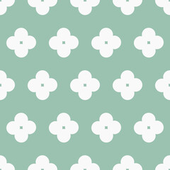 Seamless pattern with white flower on green background vector.