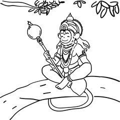 Free Hand Drawn Sketch Of Pavanputra Hanuman Vector Illustration 