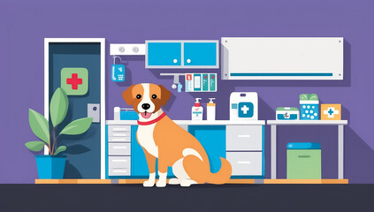 Cute cartoon dog flat design veterinary clinic advertisement banner