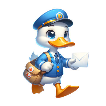 recommend clip art: Cartoon illustration (PNG 300 dpi), Duck has become a postman !
