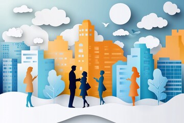 papercut style of peoples talking each other