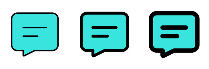 Vector text message icon. Black, white background. Perfect for app and web interfaces, infographics, presentations, marketing, etc.