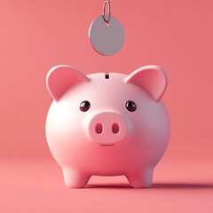 Fototapeta premium Pay day concept, piggy bank receiving payday deposit, savings growth, 3D illustration