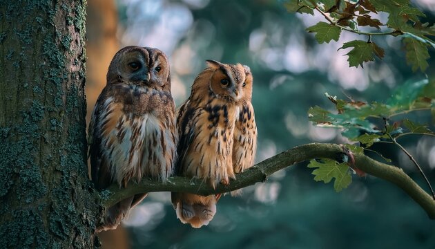 Una pareja de b&uacute;hos observan el mundo moverse a su alrededor desde las altas ramas de un &aacute;rbol