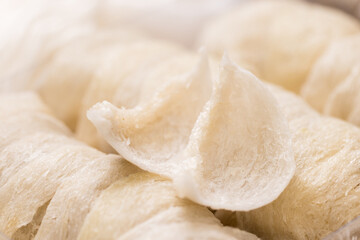 Stack of raw bird nest close up