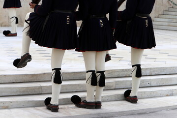 Guards march at the entrance to the royal palace.