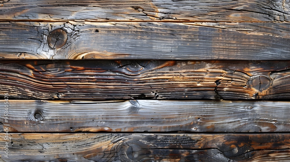 Poster weathered wooden backdrop with visible grain and knots for rustic product displays and presentations
