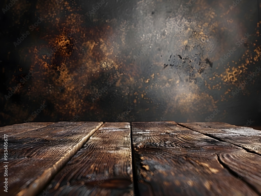 Poster dark rustic wood backdrop for elegant product presentation and display