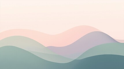   A pastel-colored mountain range with a pink and blue sky in the background