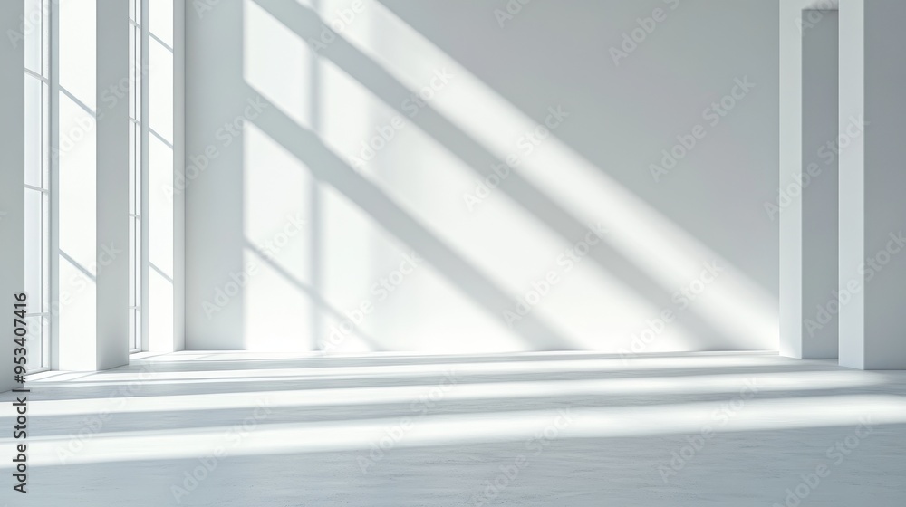 Poster minimalist white background with soft shadows and highlights for product display or presentation, pe