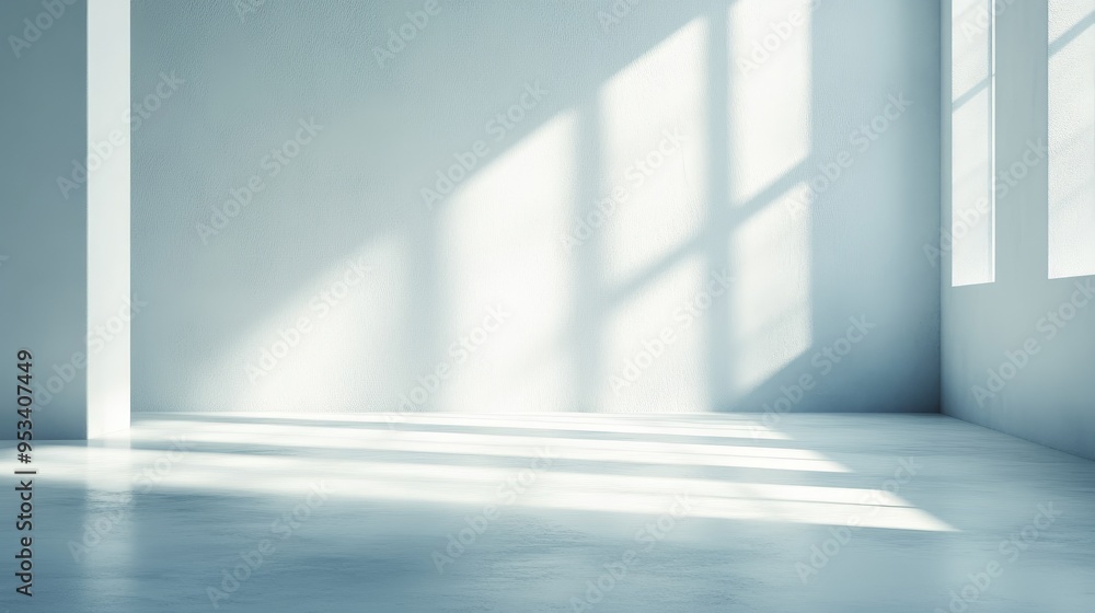 Poster minimalist white background with soft shadows and highlights for product display or presentation, pe