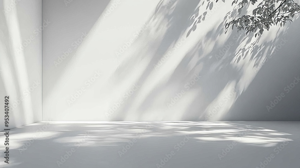 Poster minimalist white background with soft shadows and highlights for product display or presentation, pe