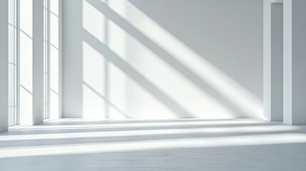 Obraz premium Minimalist White Background with Soft Shadows and Highlights for Product Display or Presentation, Perfect for Advertising and Modern Design Concepts.