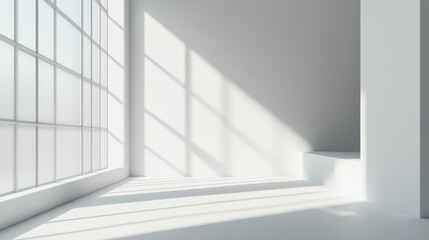 Fototapeta premium Minimalist White Background with Soft Shadows and Highlights for Product Display or Presentation, Perfect for Advertising and Modern Design Concepts.