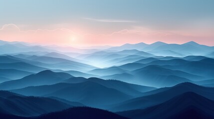 Obraz premium A blue gradient background featuring a minimalist sky and mountain (1)
