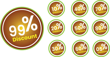 Percent Discount Tag Stock Vectors and Sale Tags Set Vector Badges Up To 05,10,20,30,40,50,60,70,80,99 Percent Badges