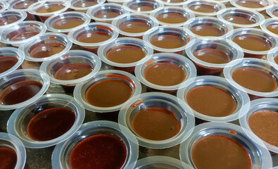 Close Up View Of Chocolate Pudding Arrangement, Sweet Fresh Food Pudding With Chocolate Flavor