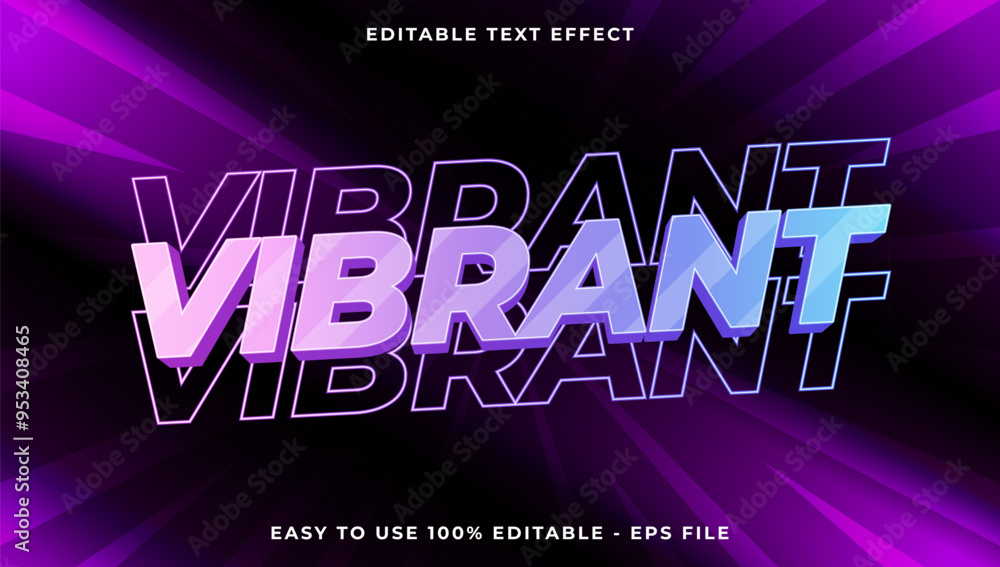Poster 3d vibrant gradient glitch text style effect template editable text effect