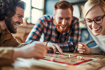 Fototapeta premium A group of people are playing a board game together,