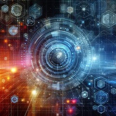 Fototapeta premium Digital backdround ideal for technological operations, neural networks, AI, data transmission and encryption, digital archives, audio and visual representations, scientific research 