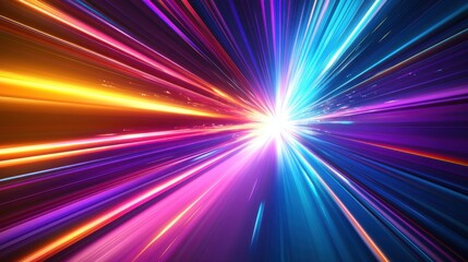 Fototapeta premium High speed light streaks, laser beams and rays background with colorful glow for technology or science concept