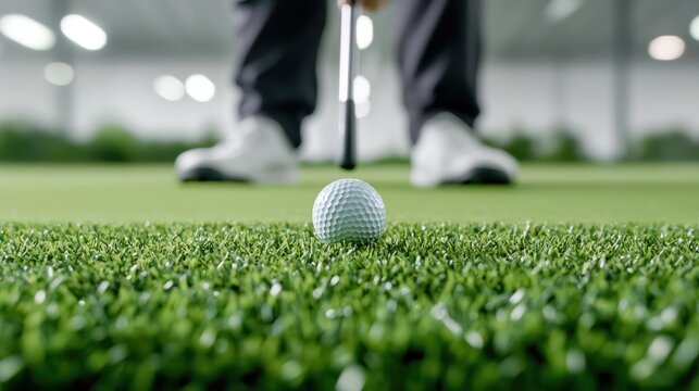 Futuristic High-Tech Putting Green with Electronic Sensors and Analytics in Action in Ultrahigh Detail 8K Resolution, Generative Ai
