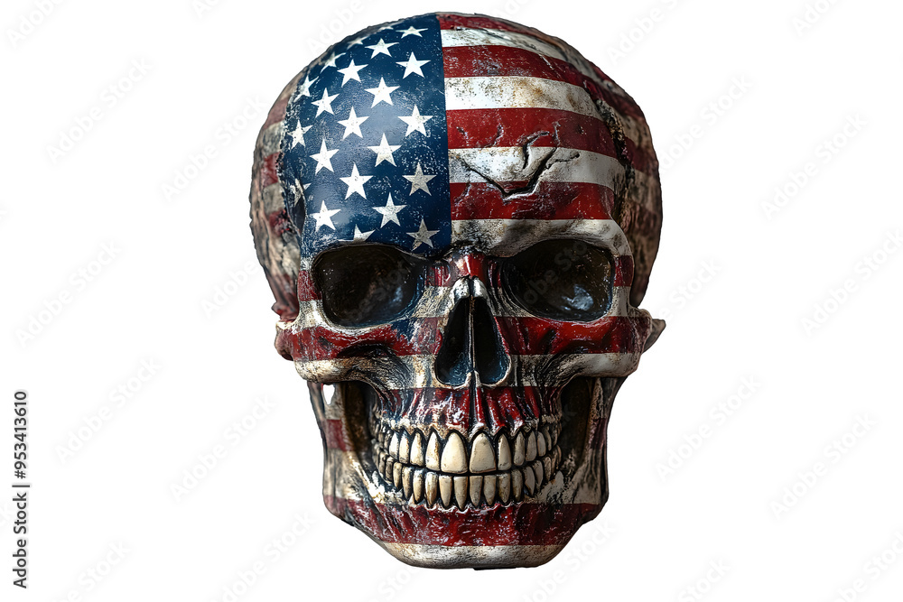 Canvas Prints American flag skull and death on background