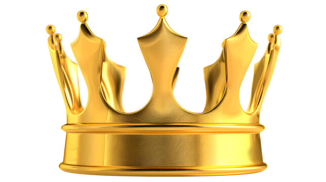 crown in realistic design, golden royal jewelry symbol of king queen and princess, isolated icons. Sign of crowning prince authority. Crown jewels symbol of emperor, cut out, png