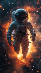 Fototapeta premium Astronaut in the Cosmic Inferno