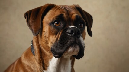 Obraz premium Close-Up Portrait of a Boxer Dog