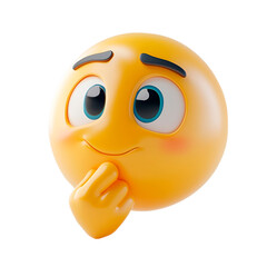 isolated 3d emoji thinking face on plain background thoughtful emoticons reaction icons