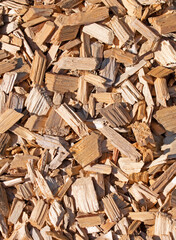 Holzhackschnitzel in einer Nahaufnahme