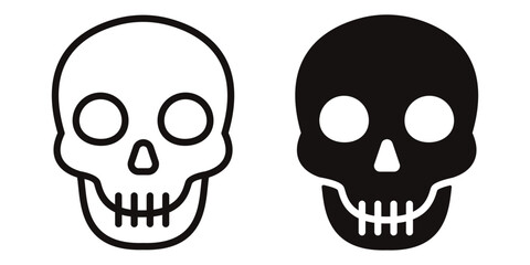 A set of skull icons for Halloween isolated on a white background.
