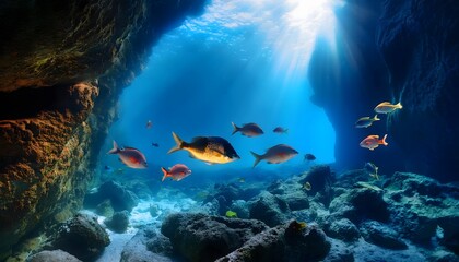 A rare deep-sea fish emitting a faint bioluminescent light from its body, swimming through dark, murky waters