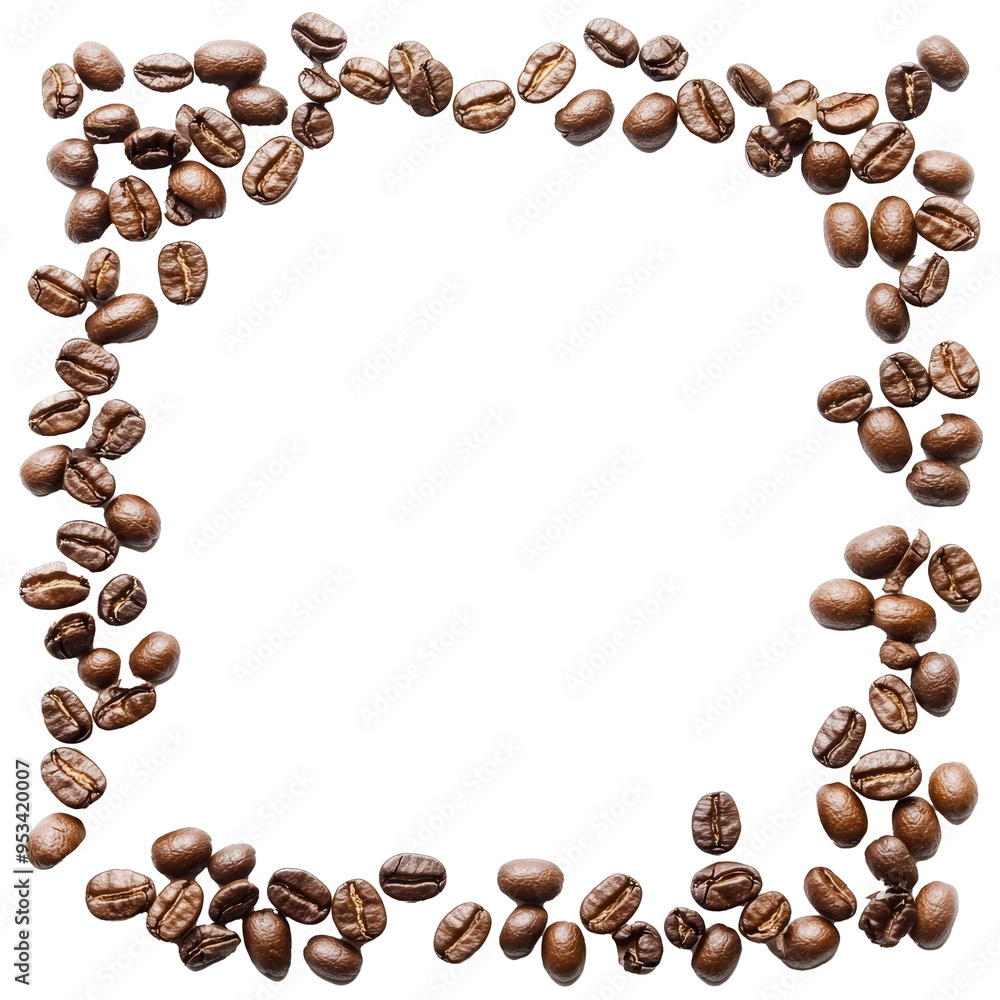 Aufkleber coffee beans arranged in a framed layout on a clean transparent background create a visual focus for