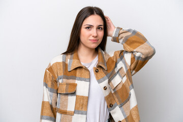 Young girl isolated on white background with an expression of frustration and not understanding