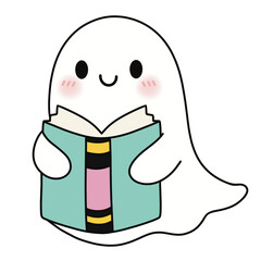 cute ghost with book
