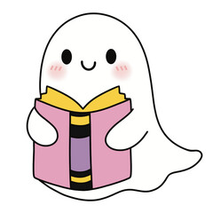 cute ghost with book
