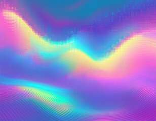Iridescent Holographic Rainbow Waves Abstract Futuristic Background with Shimmering Fluid Colors