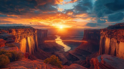 Trust portrayed by a bridge made of light connecting two distant cliffs (focus on, building...