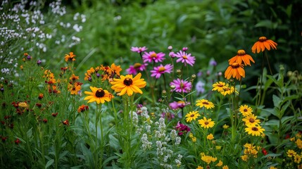 Obraz premium Photograph a section of the garden where different flowers are blooming together