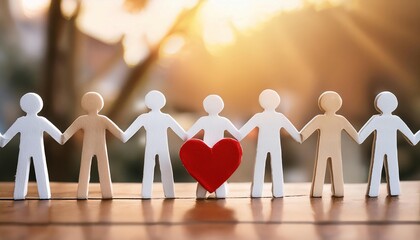 Volunteering and community service, featuring symbols of hands and hearts symbolizing help, kindness, and support. Ideal for topics related to charity, social work, and altruism.