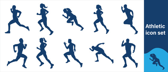 Athletic icon set, fitness icon, sports icon, athlete icon, training icon, workout icon