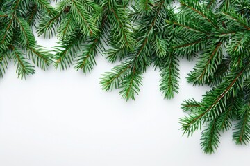 A decorative branch from a Christmas tree against a white background