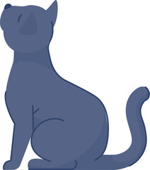 Gray cat sitting. Pet silhouette. Feline icon